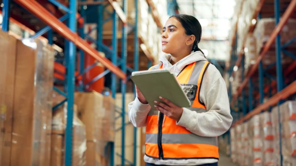 A certified Dangerous Goods Safety Advisor (DGSA) in high-vis vest performing a site safety compliance check.